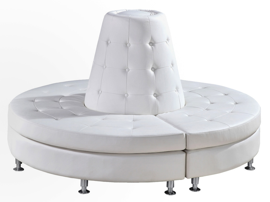 White Tufted Round Lounge Couch Cone
